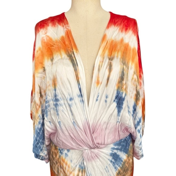 Young Fabulous & Broke The Siren Maxi Dress in Red Rainbow Wash Small - Picture 5 of 14